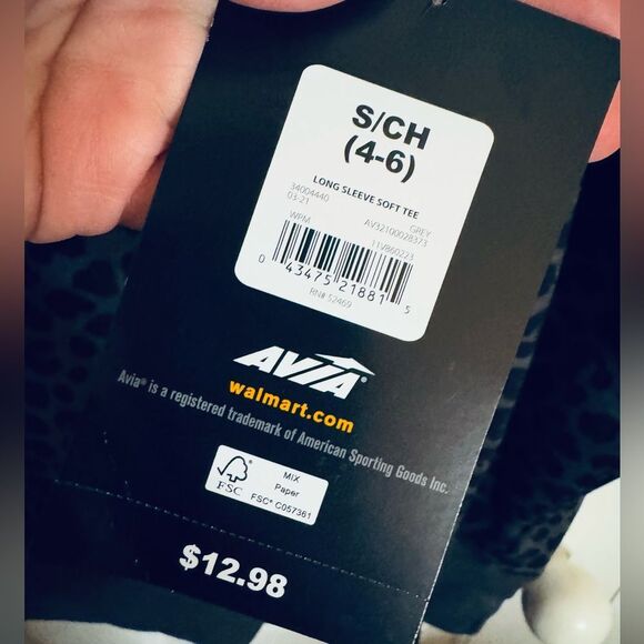 AVIA NWT black & gray leopard print longsleeve size small - Picture 6 of 8